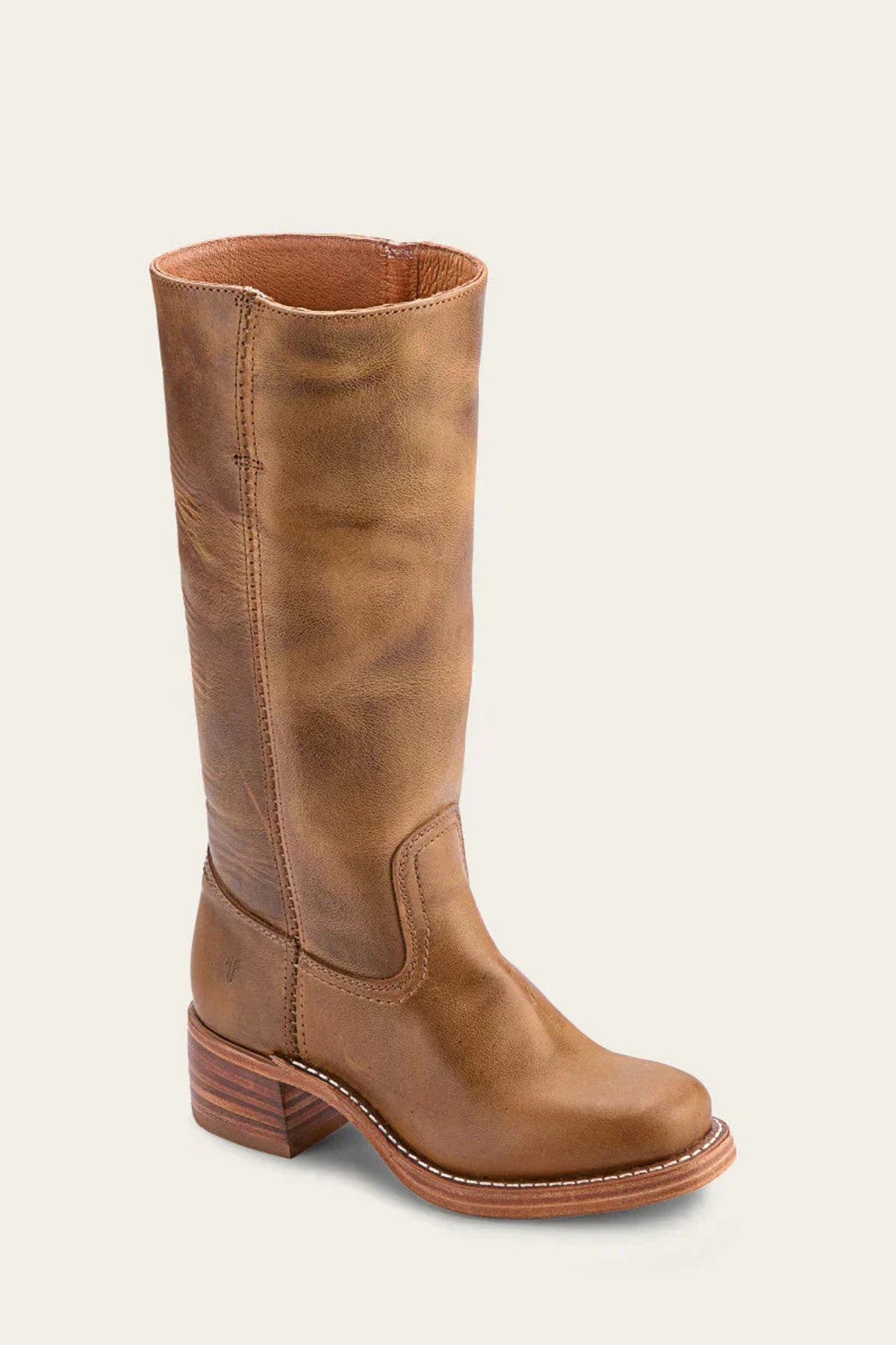 bottes femme mi-mollet talon carré western en marron clair