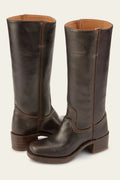 bottes femme mi-mollet talon carré western en marron foncé