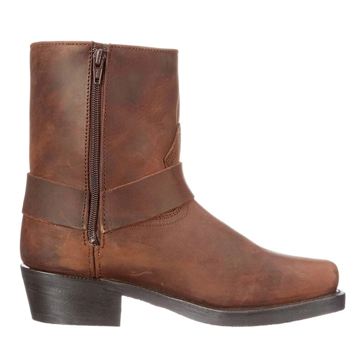 bottes homme western harness zip latéral en marron foncé