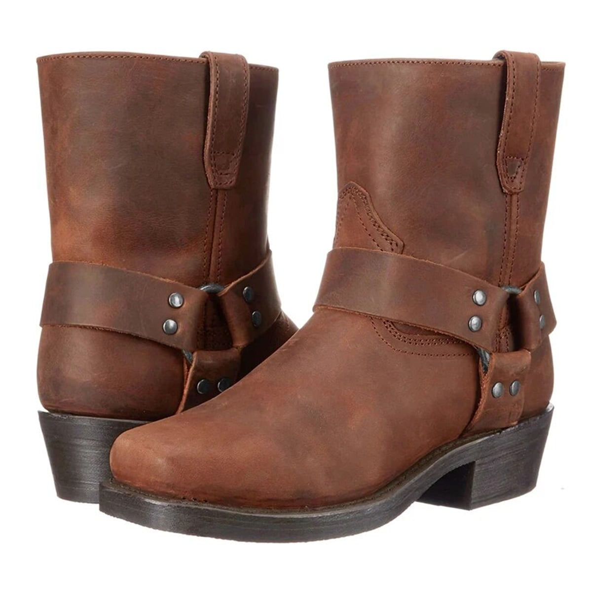 bottes homme western harness zip latéral en marron foncé