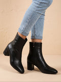 bottines femme talon bloc bout pointu en noir