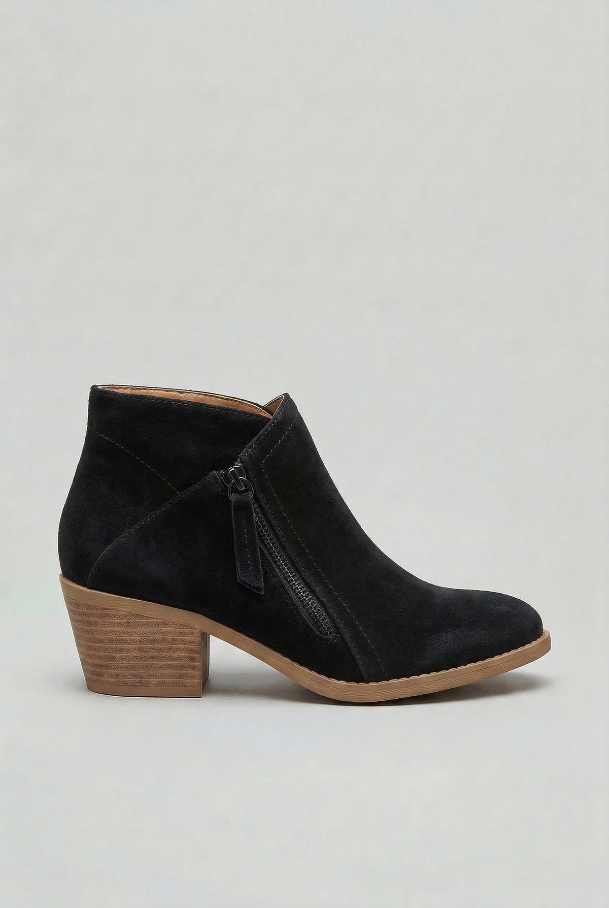 bottines femme talon carré zip côté en noir