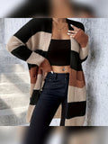cardigan femme long oversize color block en noir