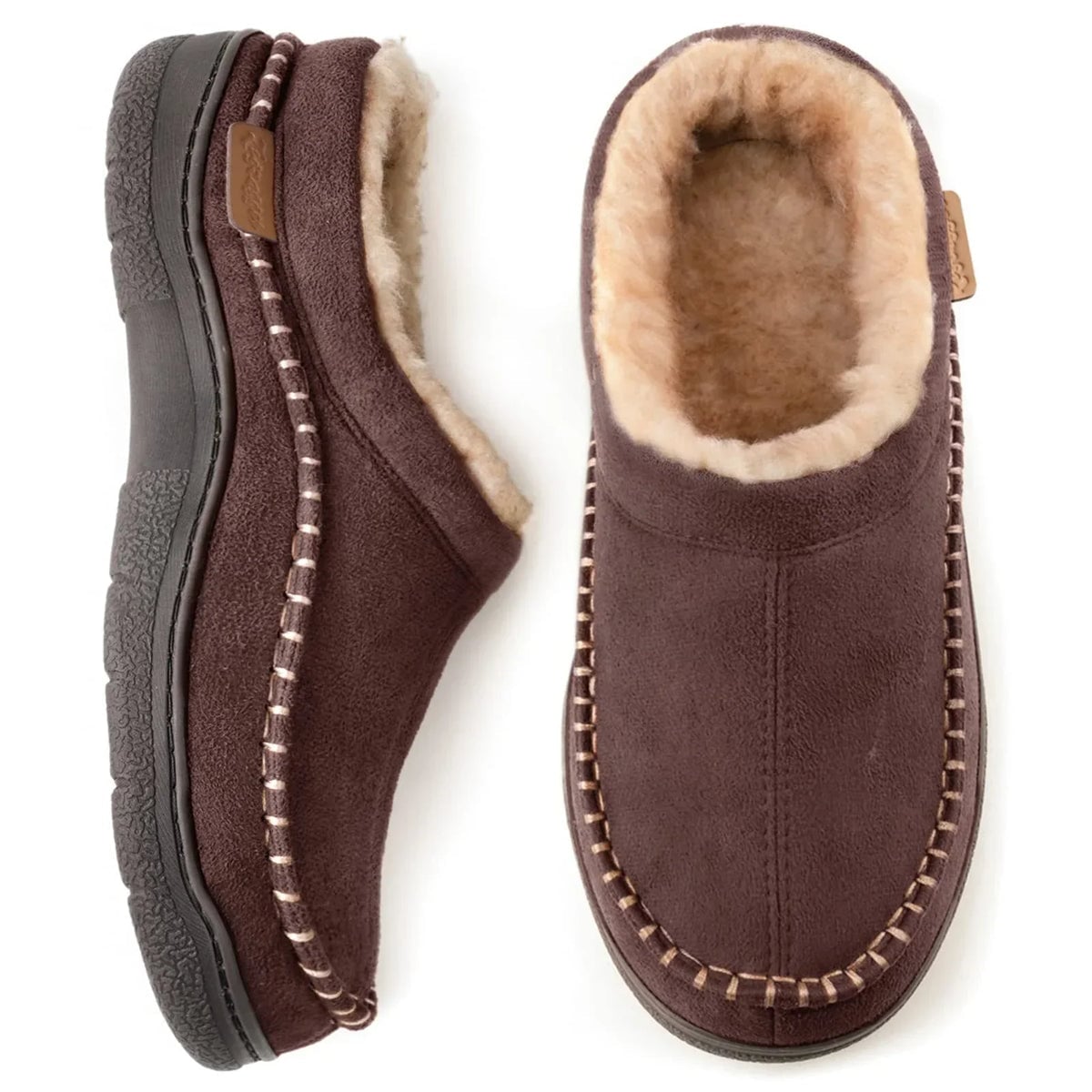 chausson homme moccasin fourré semelle épaisse en marron