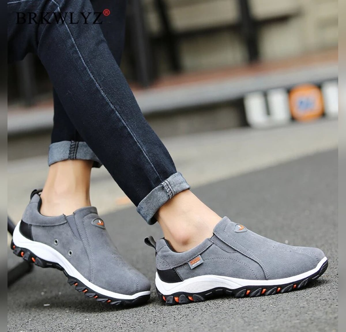 chaussures homme slip-on semelle crantée en gris