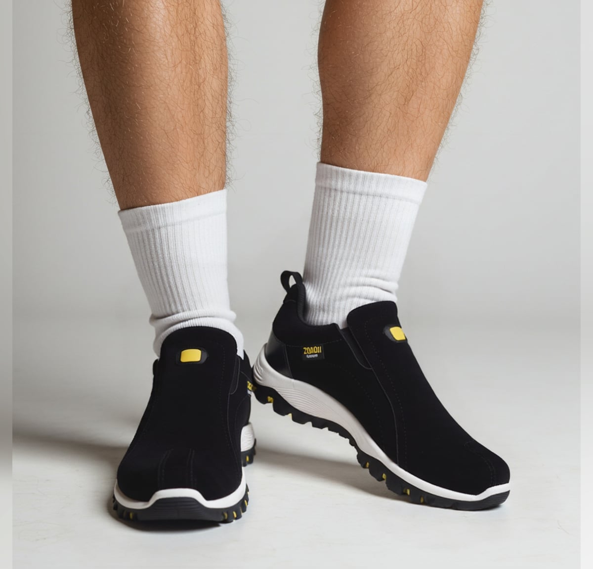 chaussures homme slip-on semelle crantée en noir