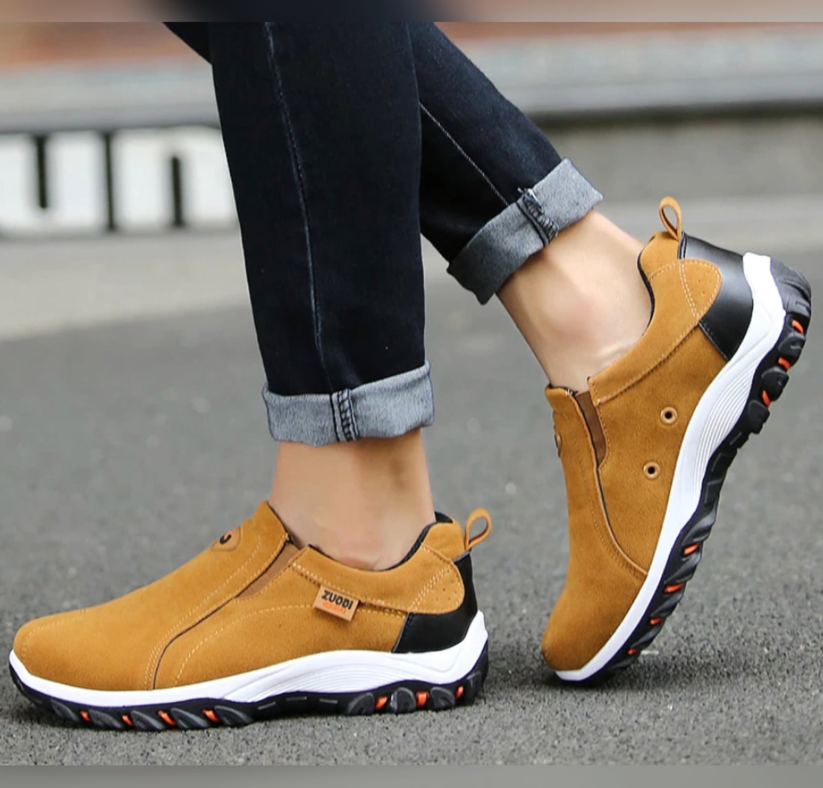 chaussures homme slip-on semelle crantée en marron