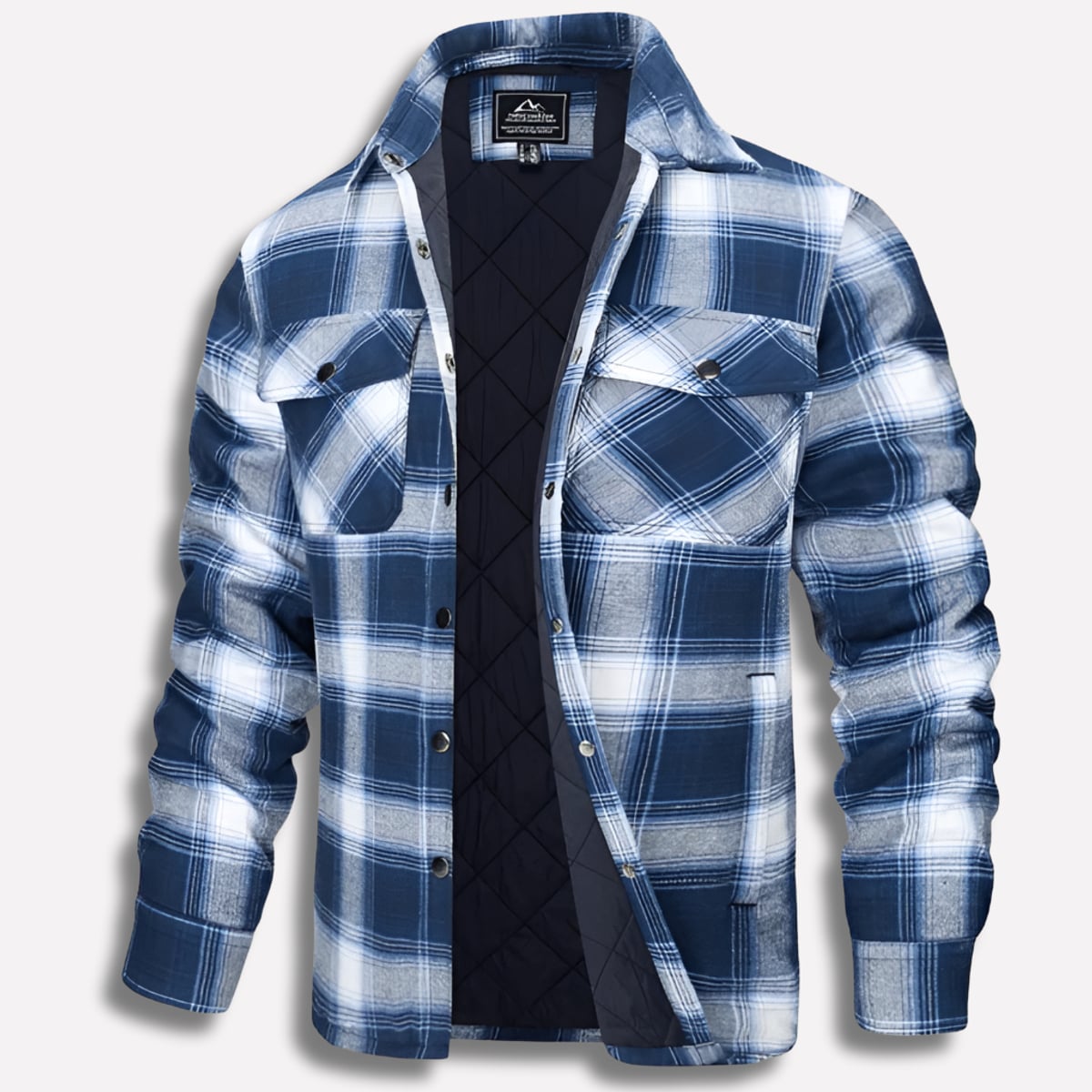 chemise homme à carreaux coupe droite en bleu