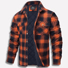 chemise homme à carreaux coupe droite en orange