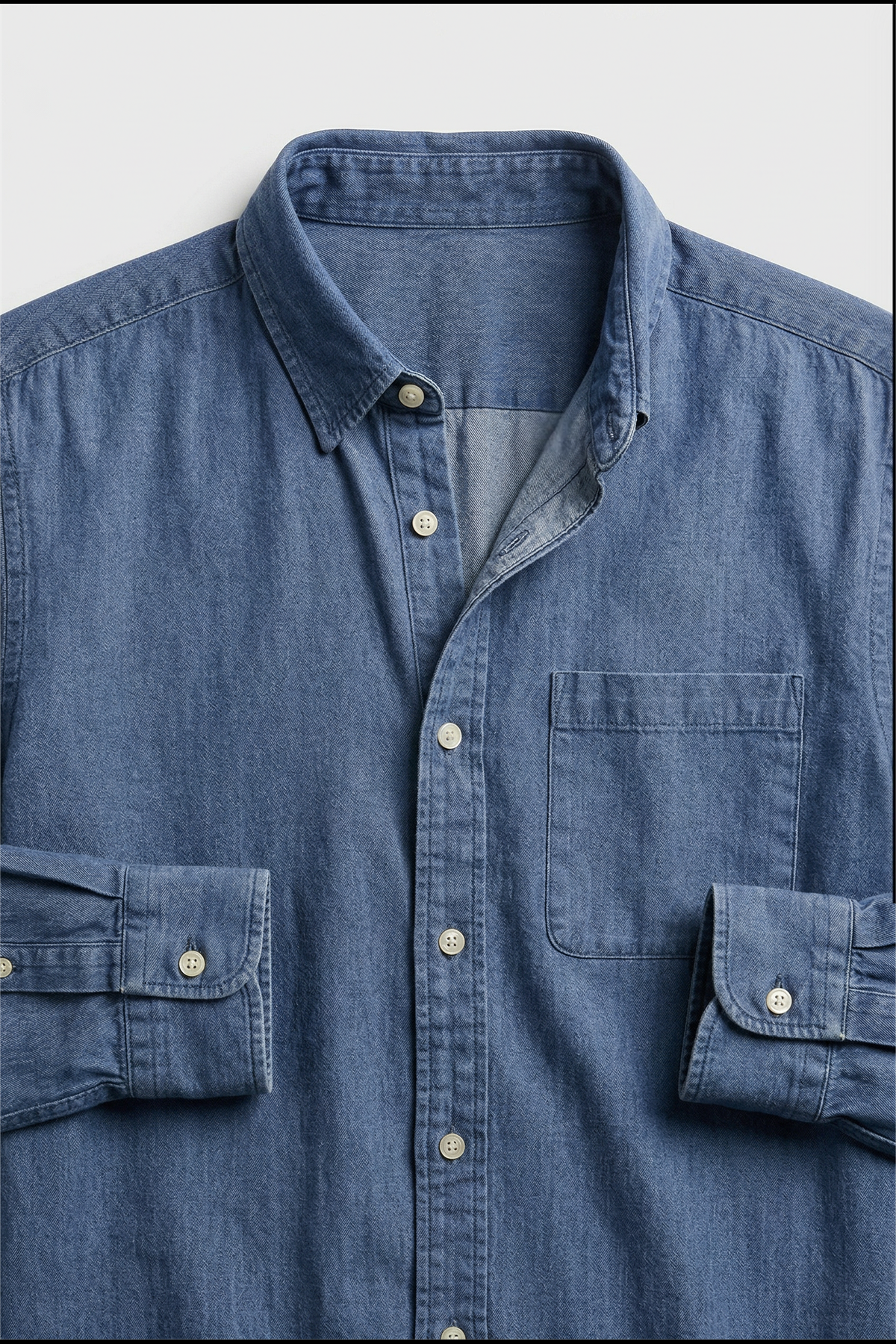 chemise homme col boutonné manches longues en bleu