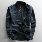 chemise homme col montant coupe droite en marine