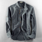 chemise homme col montant coupe droite en anthracite