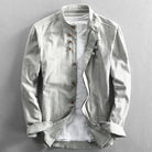 chemise homme col montant coupe droite en gris