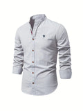 chemise homme col montant coupe slim manches longues en gris