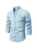 chemise homme col montant coupe slim manches longues en bleu clair