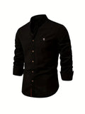 chemise homme col montant coupe slim manches longues en noir