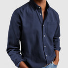 chemise homme col revers manches longues en bleu marine