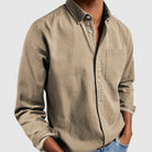 chemise homme col revers manches longues en kaki