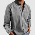 chemise homme col revers manches longues en gris
