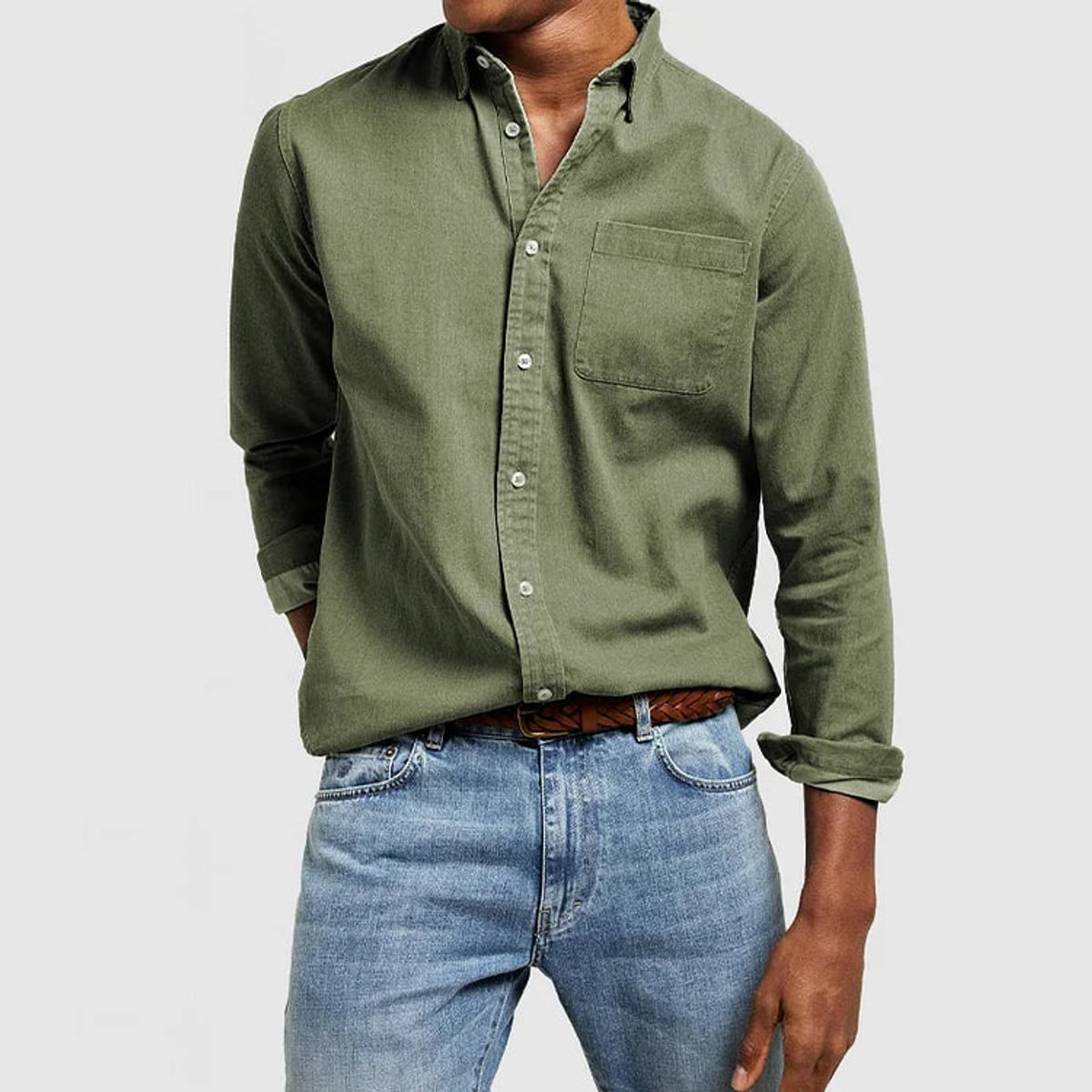 chemise homme col revers manches longues