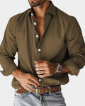 chemise homme coupe ajustée manches longues en marron