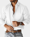 chemise homme coupe ajustée manches longues en blanc
