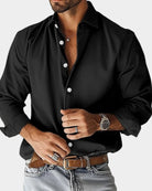 chemise homme coupe ajustée manches longues en noir