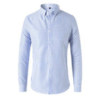 chemise homme coupe ajustée rayures manches longues en bleu clair