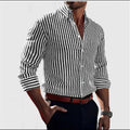 chemise homme coupe ajustée rayures manches longues en noir