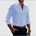 chemise homme coupe ajustée rayures manches longues en bleu clair 
