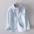 chemise homme coupe droite poches plaquées en bleu clair