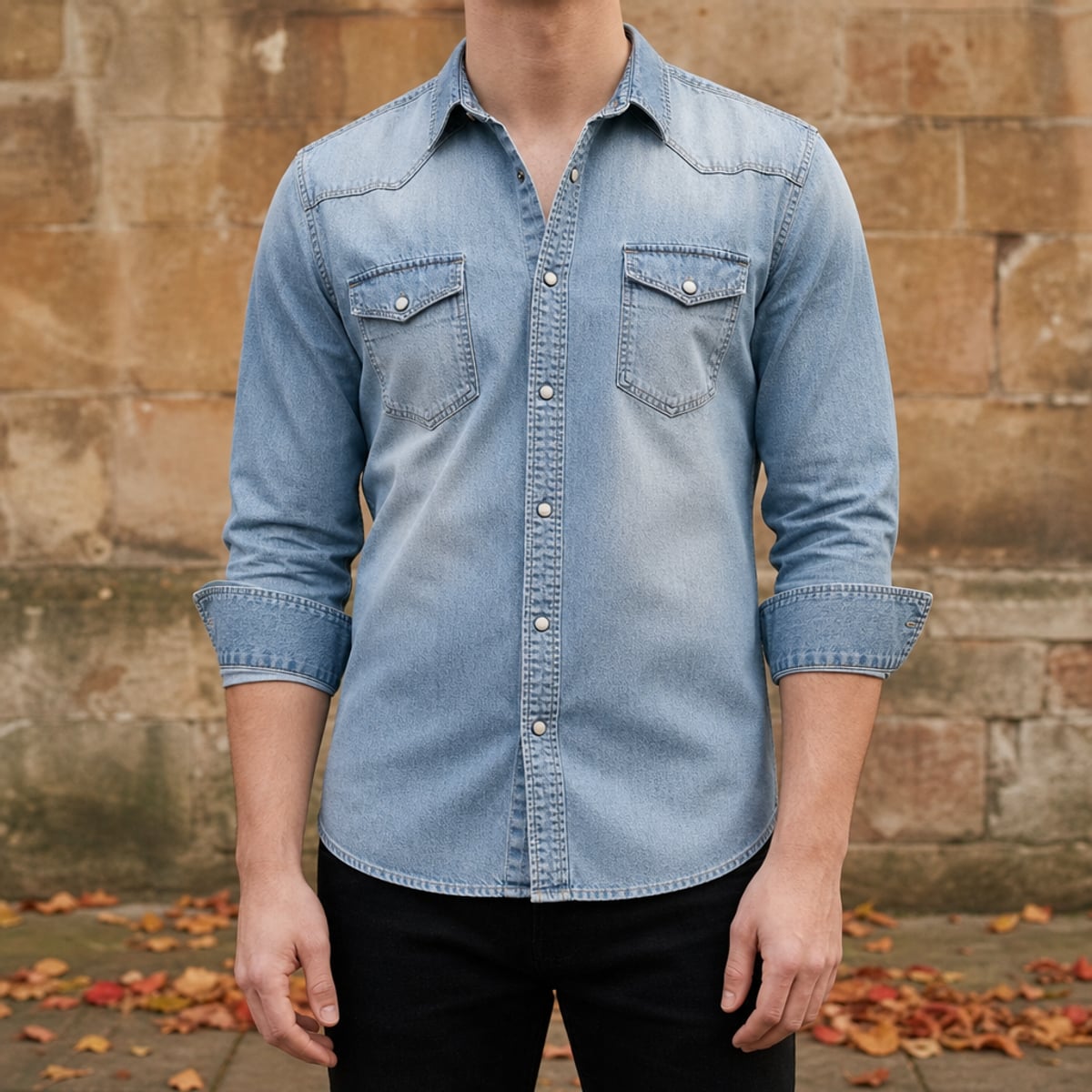 chemise homme coupe slim manches longues en bleu clair