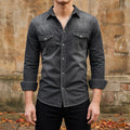 chemise homme coupe slim manches longues en noir