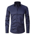 chemise homme coupe slim manches longues multicolore en bleu marine