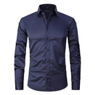 chemise homme coupe slim manches longues multicolore en bleu marine