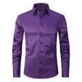 chemise homme coupe slim manches longues multicolore en violet