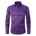 chemise homme coupe slim manches longues multicolore en violet