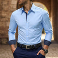 chemise homme luxe coupe slim manches longues en bleu clair