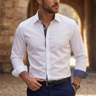 chemise homme luxe coupe slim manches longues en blanc