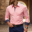 chemise homme luxe coupe slim manches longues en rose