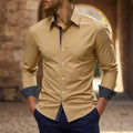 chemise homme luxe coupe slim manches longues en marron