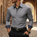 chemise homme luxe coupe slim manches longues en gris