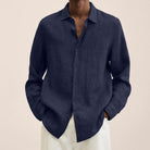 chemise homme manches longues coupe ample en bleu marine
