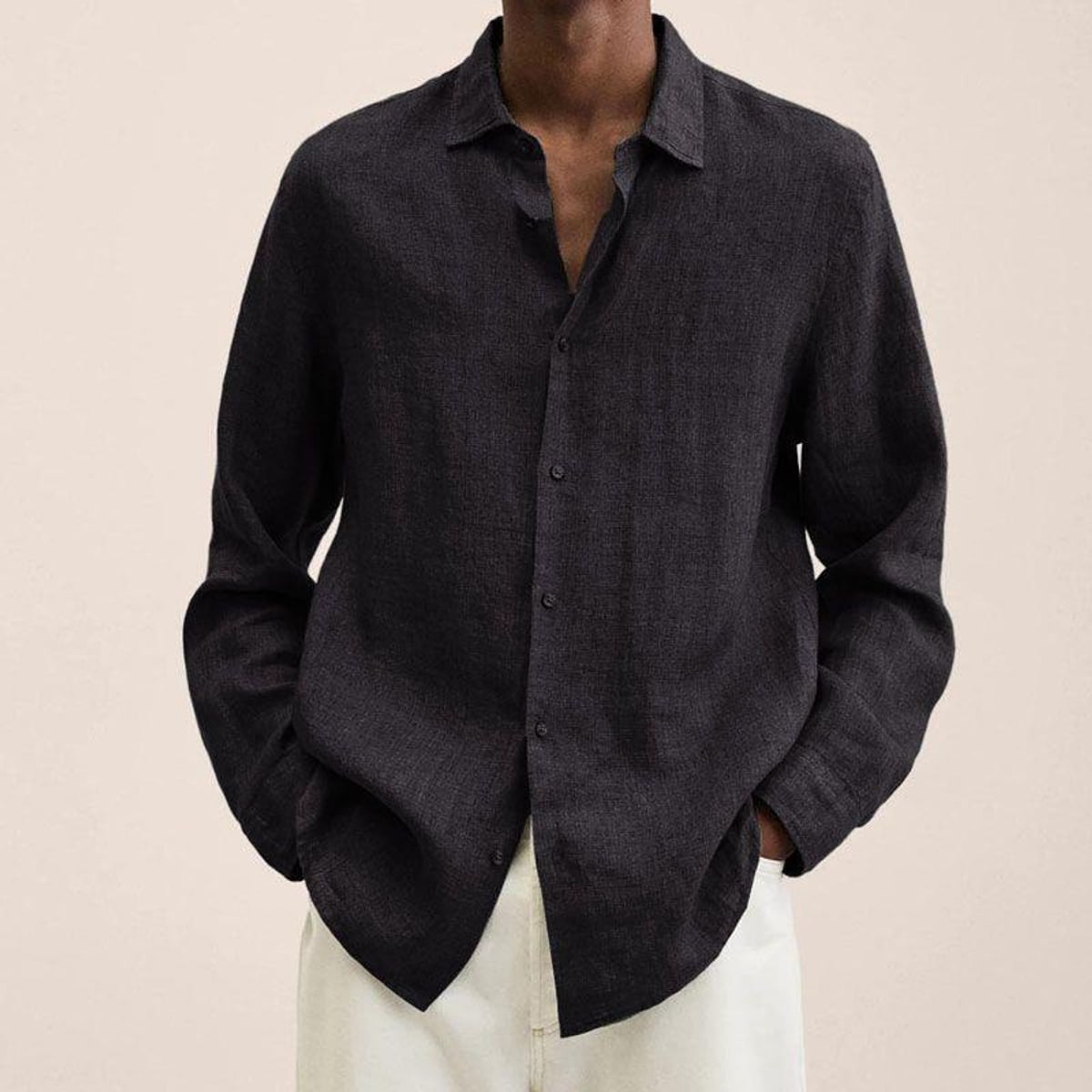 chemise homme manches longues coupe ample en noir