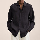 chemise homme manches longues coupe ample en noir