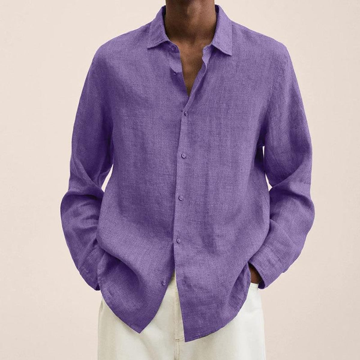 chemise homme manches longues coupe ample en violet
