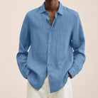 chemise homme manches longues coupe ample en bleu clair