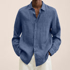 chemise homme manches longues coupe ample en bleu