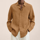chemise homme manches longues coupe ample en beige