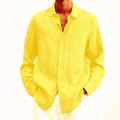chemise homme manches longues coupe ample en jaune